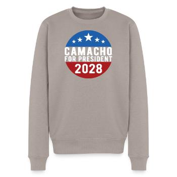 Camacho 2028 Emblem-Parodie Lustig, nicht sicher - Männer Premium Bio Pullover - Taupe - Vorne - Nico (187cm)