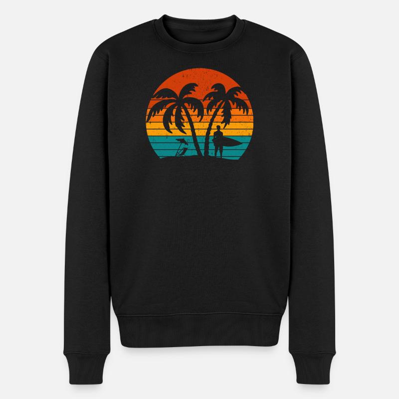 Surf Retro Surfer Sunset - Pull Premium bio Homme - noir