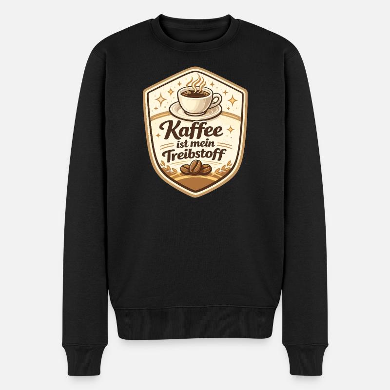 Kaffee ist mein Treibstoff Badge - Männer Premium Bio Pullover - Schwarz