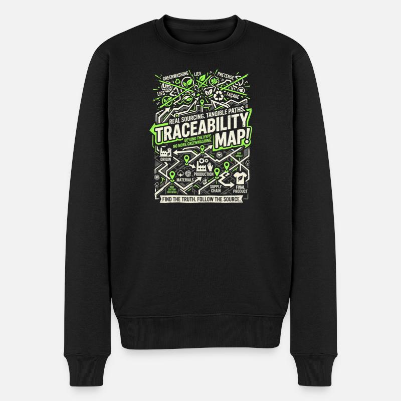 Traceability Map - Männer Premium Bio Pullover - Schwarz