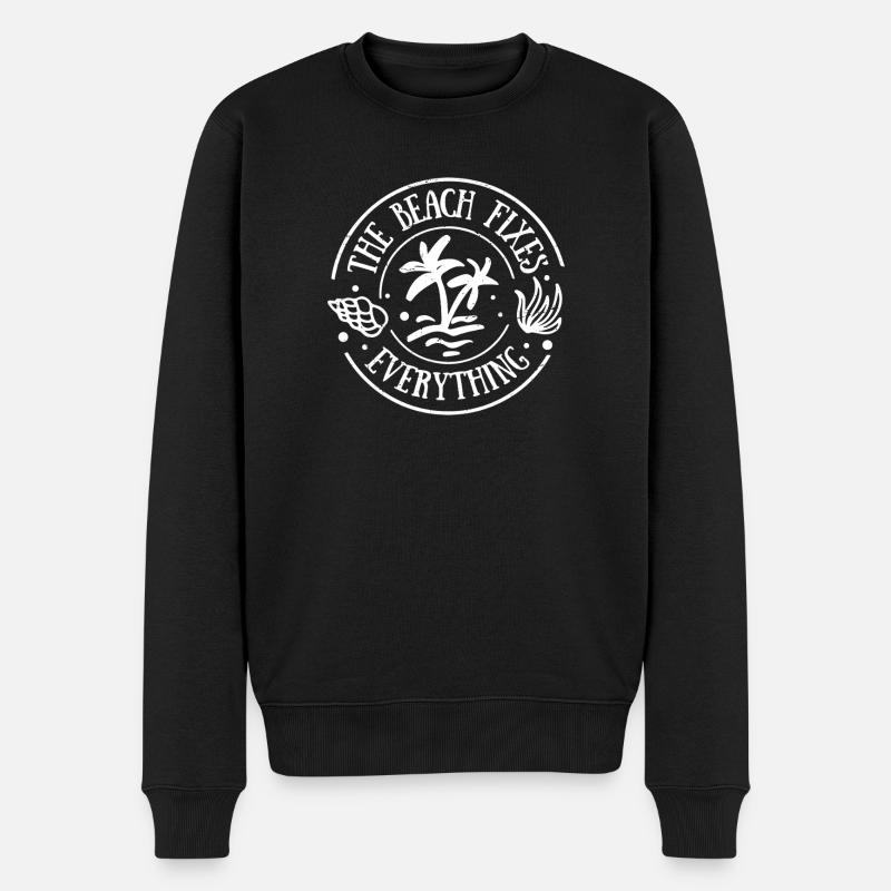the beach fixes everything - Männer Premium Bio Pullover - Schwarz