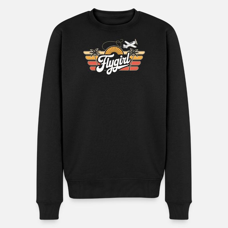 Flygirl Retro Aviation Sunset - Männer Premium Bio Pullover - Schwarz
