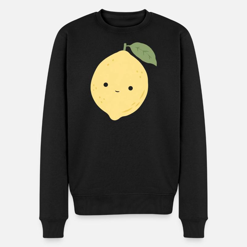 Leni Zitrone – Süßes Kawaii Frucht Design - Männer Premium Bio Pullover - Schwarz