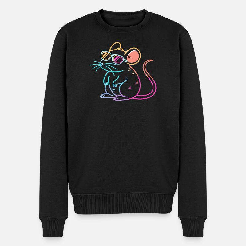 Regenbogenratten-Neonbrille - Männer Premium Bio Pullover - Schwarz