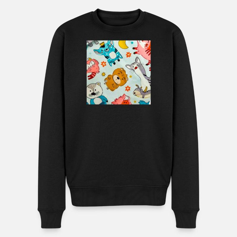 Collage ludique d’animaux de l’espace - Pull Premium bio Homme - noir