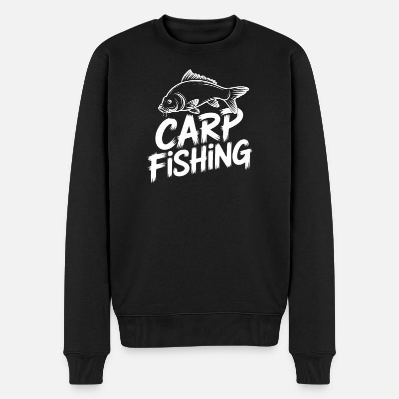 Karpfenangeln Grafik Shirt - Männer Premium Bio Pullover - Schwarz