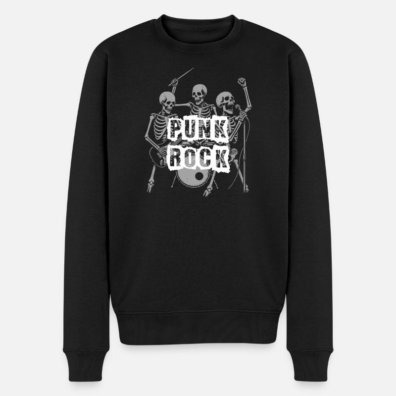 Punk Rock Skeleton Band - Männer Premium Bio Pullover - Schwarz