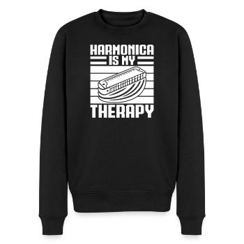 Harmonica Musican Is My Therapy Harmonica - Männer Premium Bio Pullover - Schwarz - Vorne - Nico (187cm)