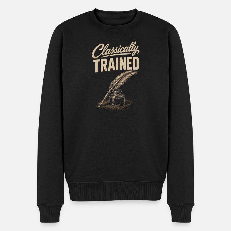 Klassisch Geprägt: Federkiel & Tinte - Männer Premium Bio Pullover - Schwarz