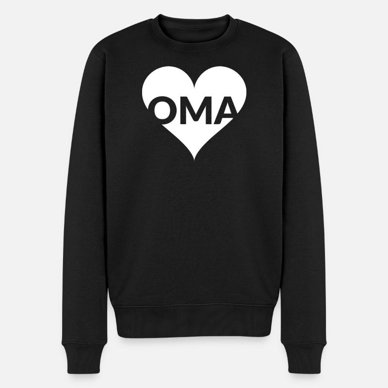 Oma Herzlogo Liebesdesign - Männer Premium Bio Pullover - Schwarz