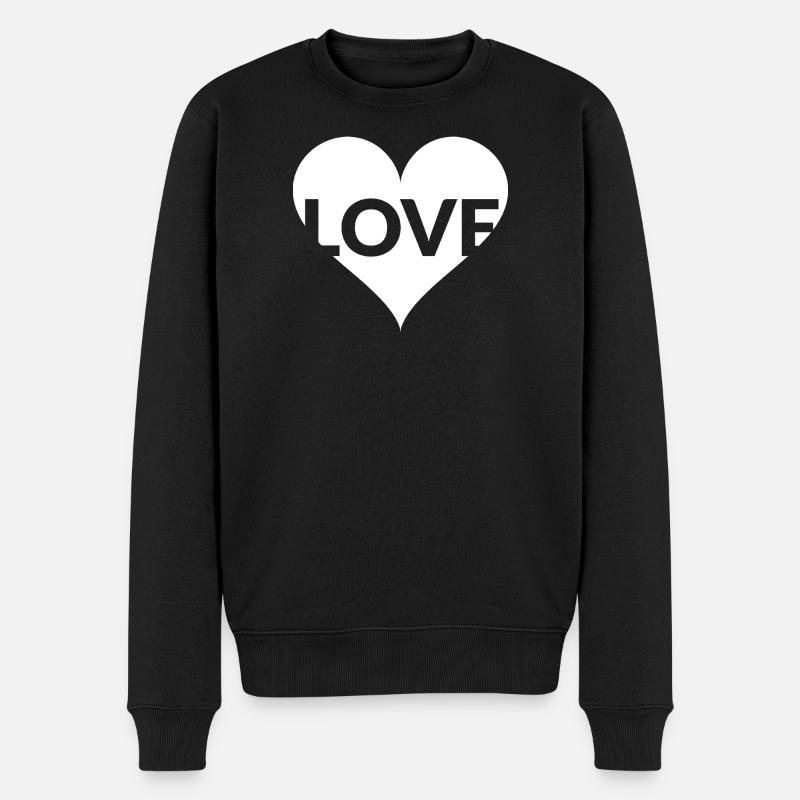 Herz-Typo Love Design - Männer Premium Bio Pullover - Schwarz
