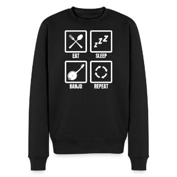 Mange, dors, Banjo, répète - Pull Premium bio Homme - noir - Devant - Nico (187cm)