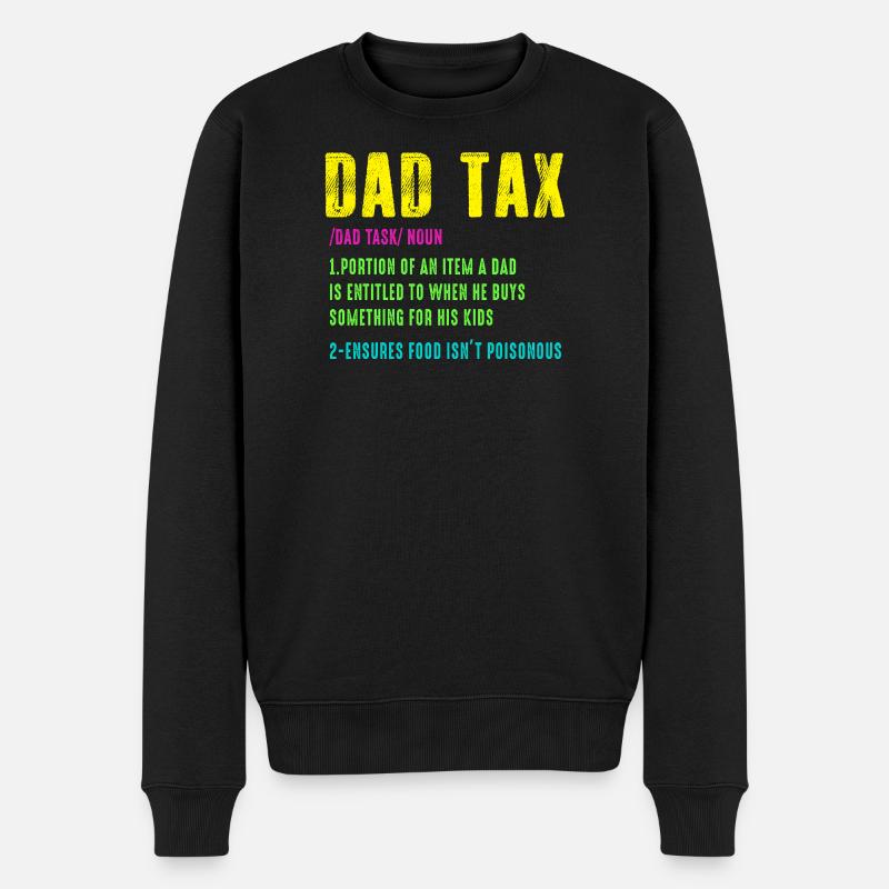 Papa Steuer Neon Humor Tee - Männer Premium Bio Pullover - Schwarz