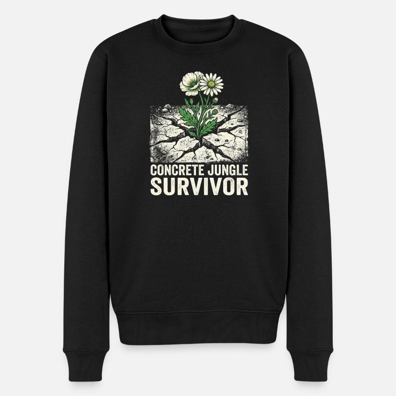 Concrete Jungle Survivor - Männer Premium Bio Pullover - Schwarz