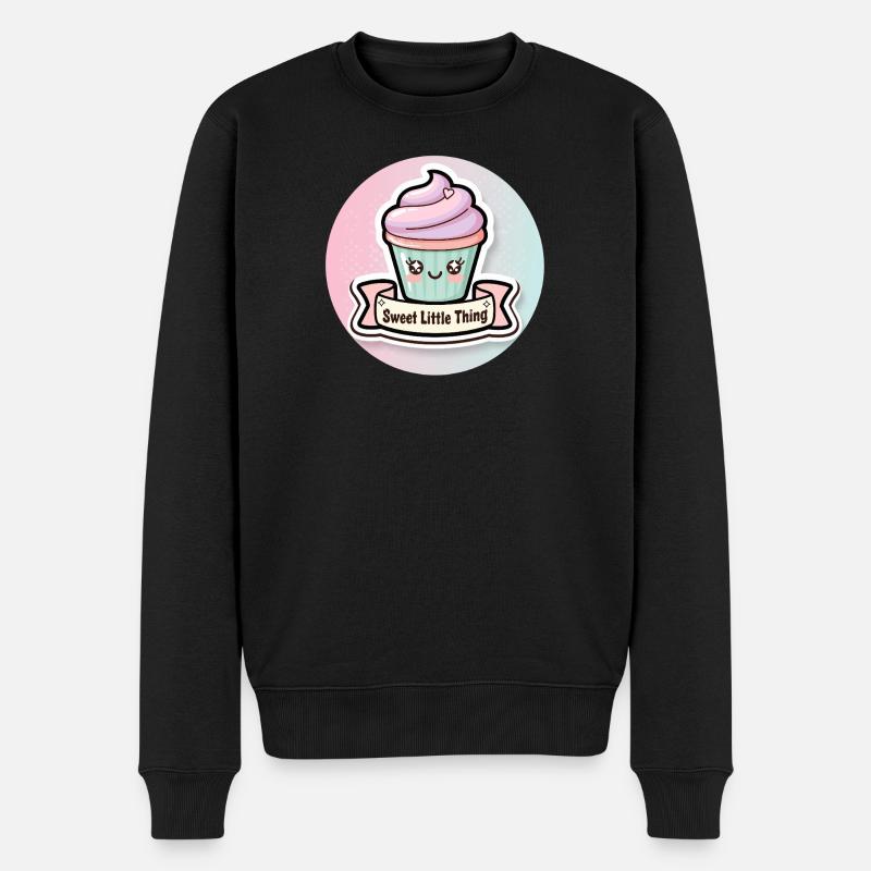 Süßer Cupcake mit Herzchen - Männer Premium Bio Pullover - Schwarz
