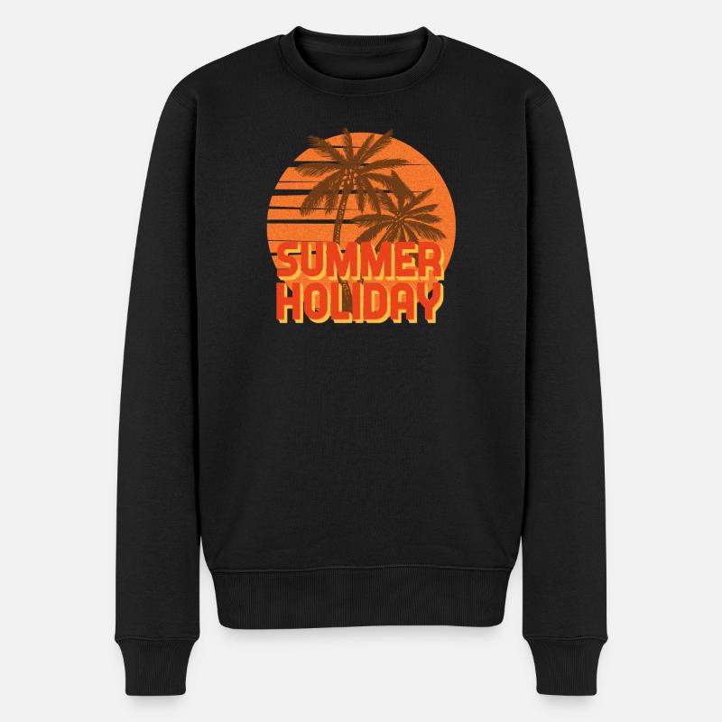 Summer Holiday Palm Sunset - Männer Premium Bio Pullover - Schwarz