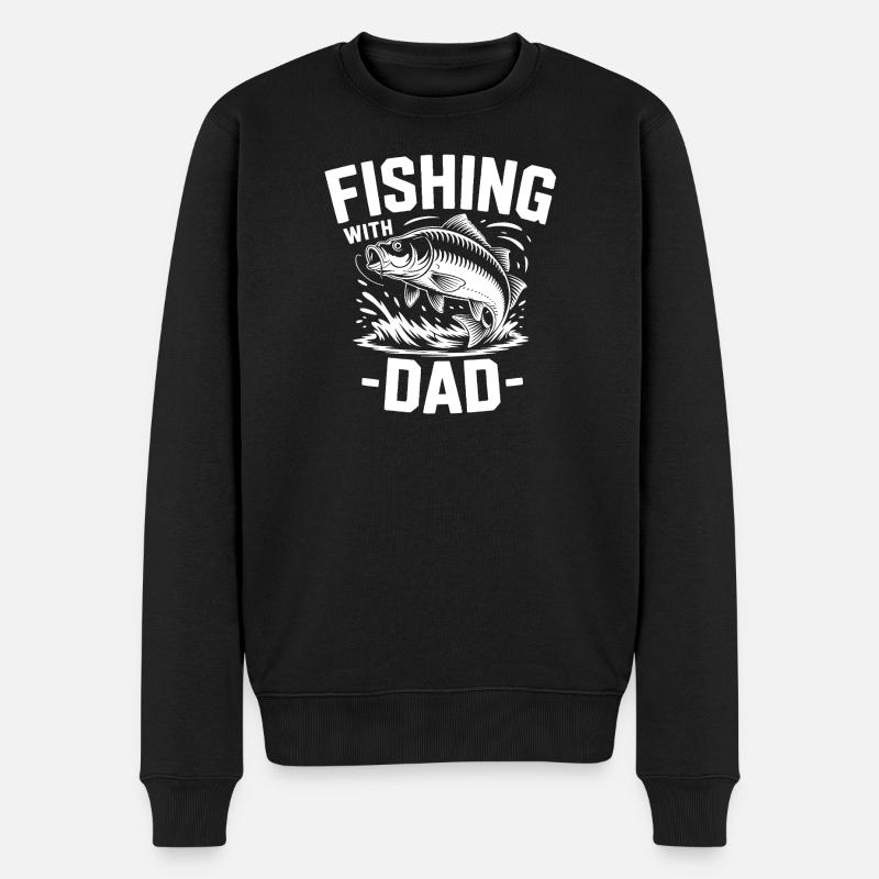 Angeln mit Papa - Männer Premium Bio Pullover - Schwarz