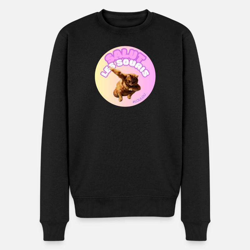 Hallo mäuse#loulou - Männer Premium Bio Pullover - Schwarz