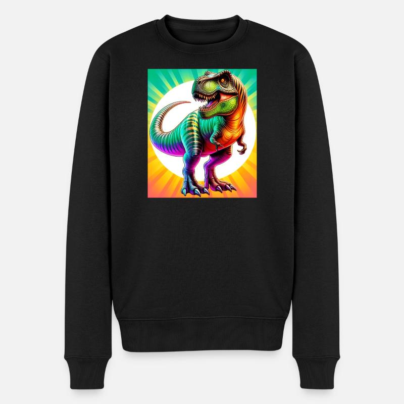 Dinosaurier - Männer Premium Bio Pullover - Schwarz