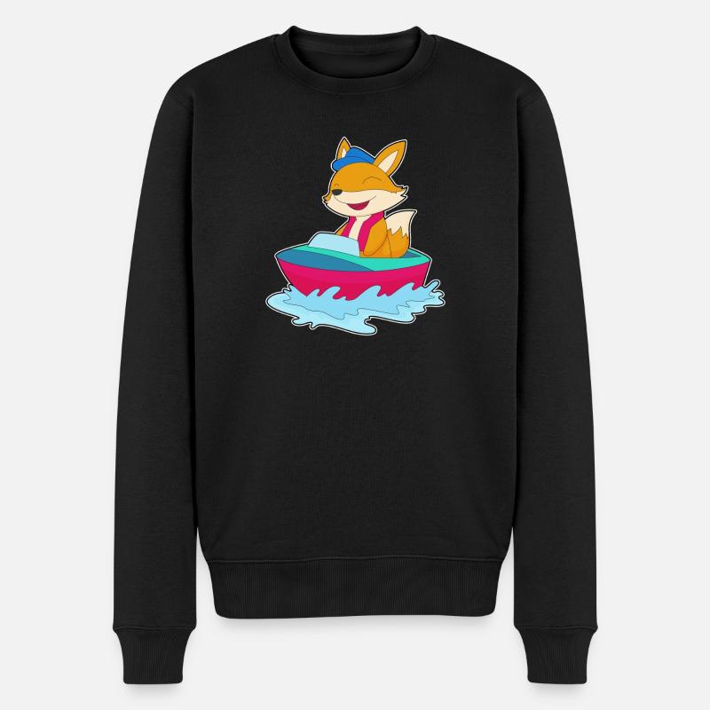 Fuchs kleines Boot - Männer Premium Bio Pullover - Schwarz