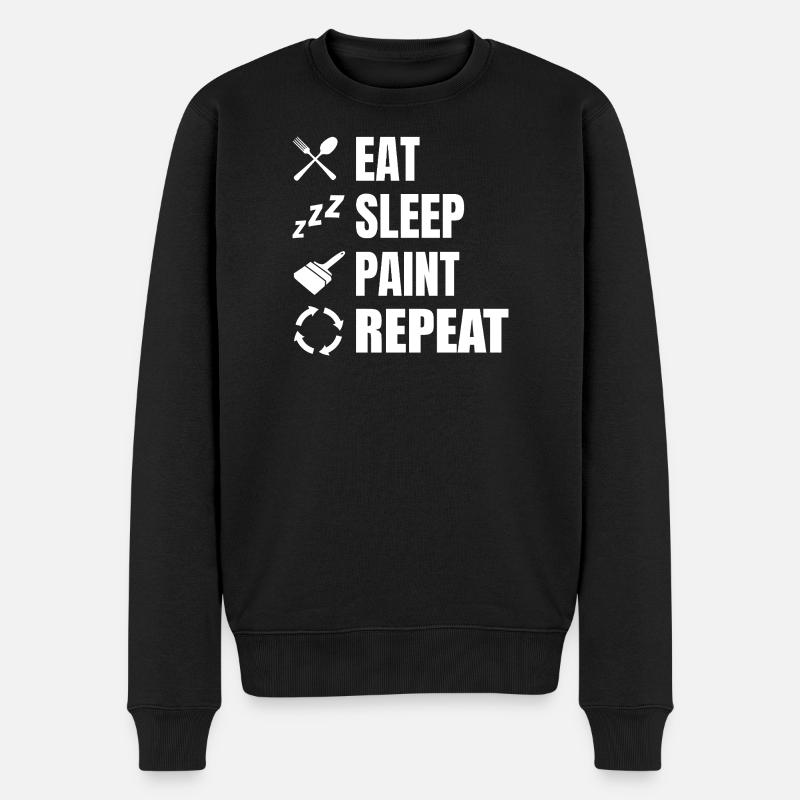 Eat Sleep Paint Repeat - Männer Premium Bio Pullover - Schwarz