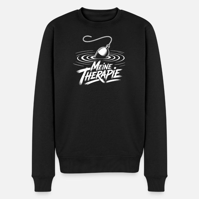 Angeln Therapie - Männer Premium Bio Pullover - Schwarz