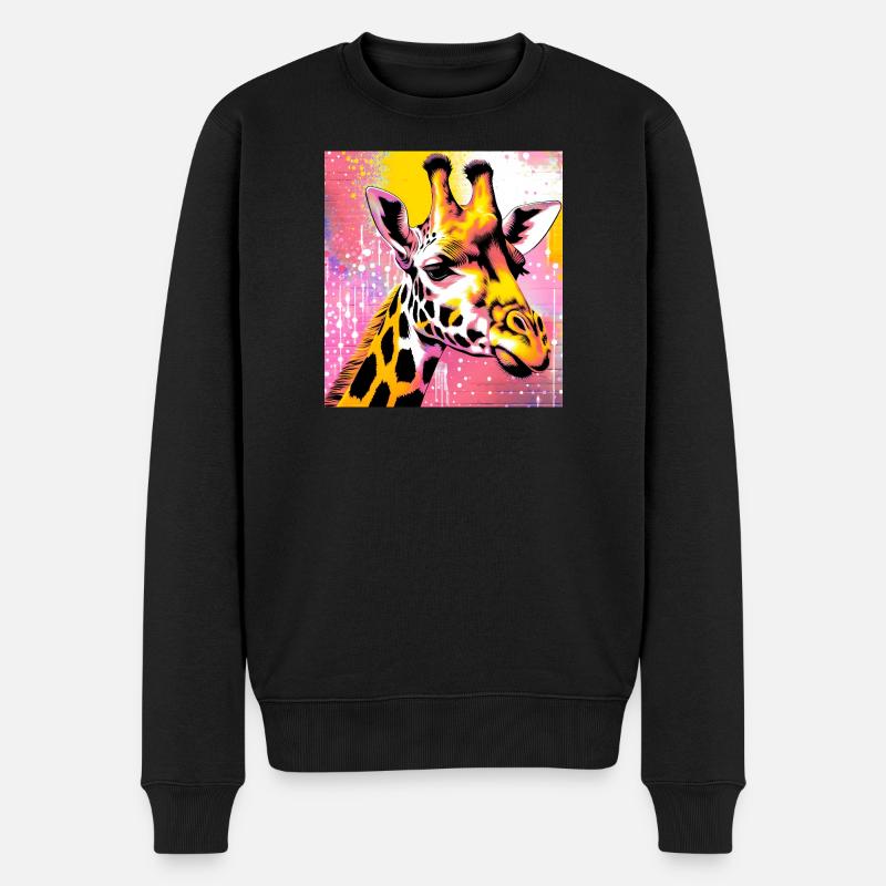 Giraffe - Männer Premium Bio Pullover - Schwarz