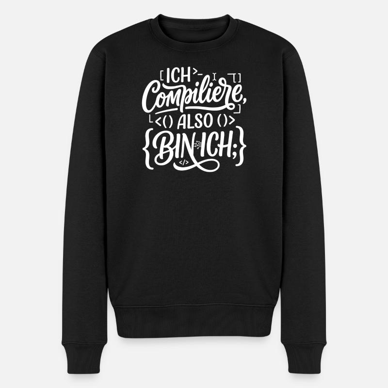 Ich compiliere also bin ich Coder - Männer Premium Bio Pullover - Schwarz