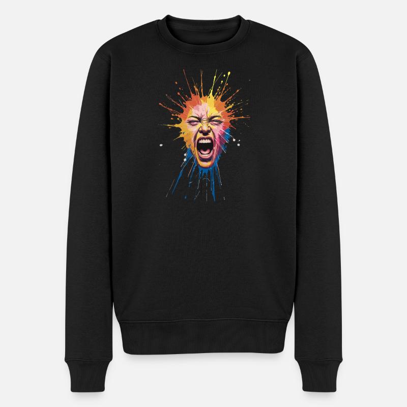 Explosive Farbexplosion Gesicht Ausdrücken - Männer Premium Bio Pullover - Schwarz