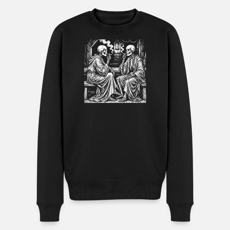 Mitternachts Skeletttee-Chat - Männer Premium Bio Pullover - Schwarz