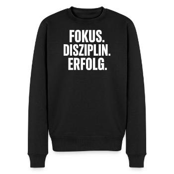 Fokus Disziplin Erfolg Motiv - Männer Premium Bio Pullover - Schwarz - Vorne - Nico (187cm)