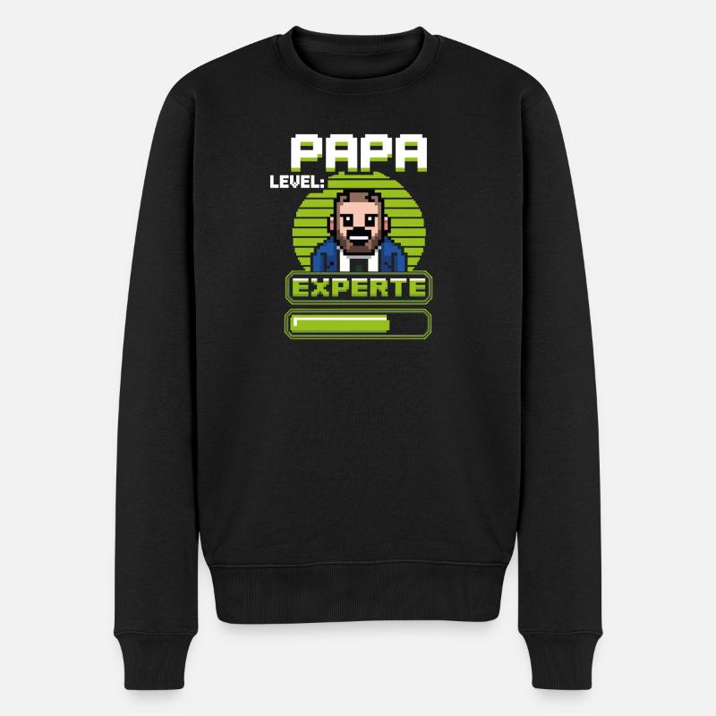 Design professionnel de niveau Papa Gamer - Pull Premium bio Homme - noir