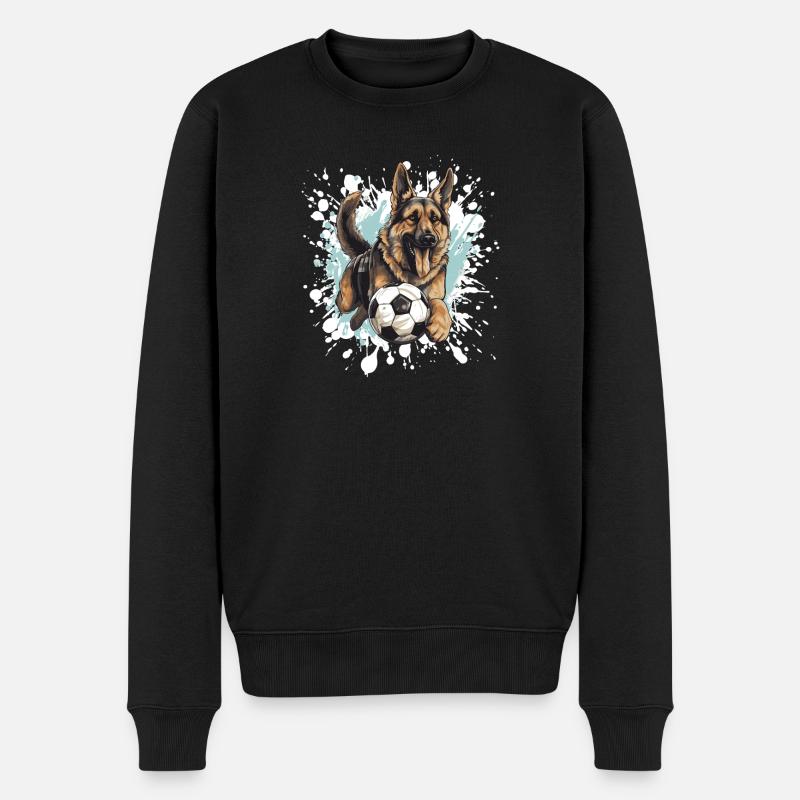 Schäferhund Hund Fussball Sport - Männer Premium Bio Pullover - Schwarz