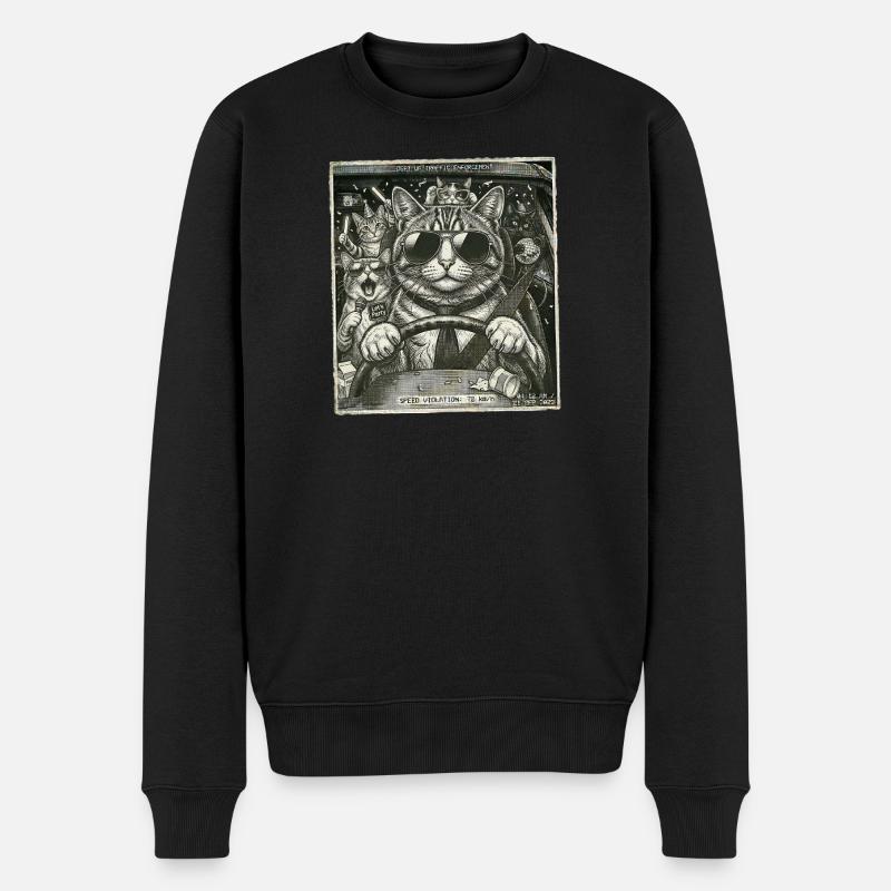 Le chat a fait un clignotement - Pull Premium bio Homme - noir