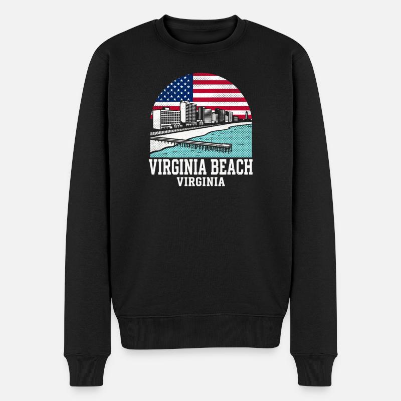 Virginia Beach City Virginia American Flag - Männer Premium Bio Pullover - Schwarz