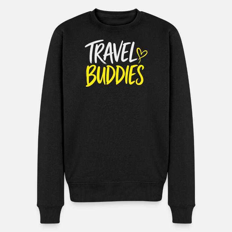 Travel Buddies Schriftzug - Männer Premium Bio Pullover - Schwarz