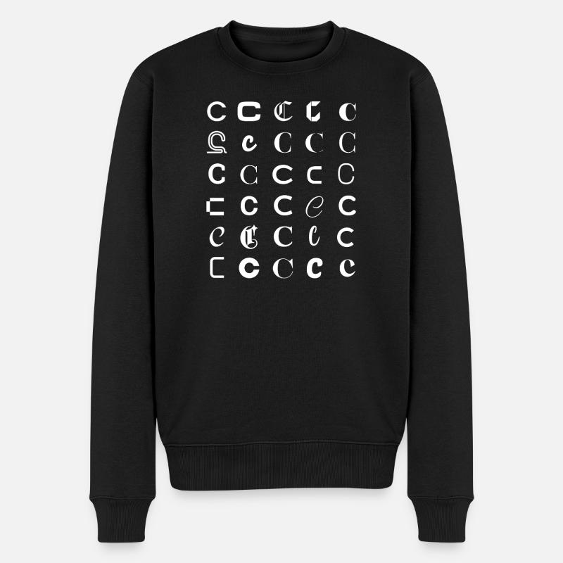 Typografie C-Glyphen-Monogramm-Satz - Männer Premium Bio Pullover - Schwarz