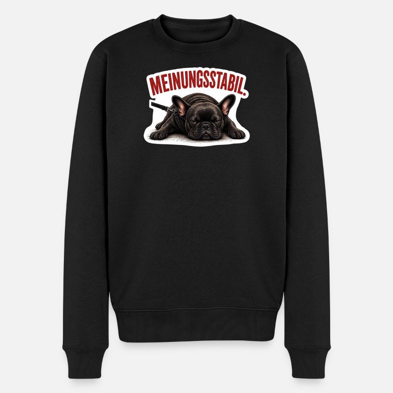 Frenchie – Meinungsstabil Bully - Männer Premium Bio Pullover - Schwarz