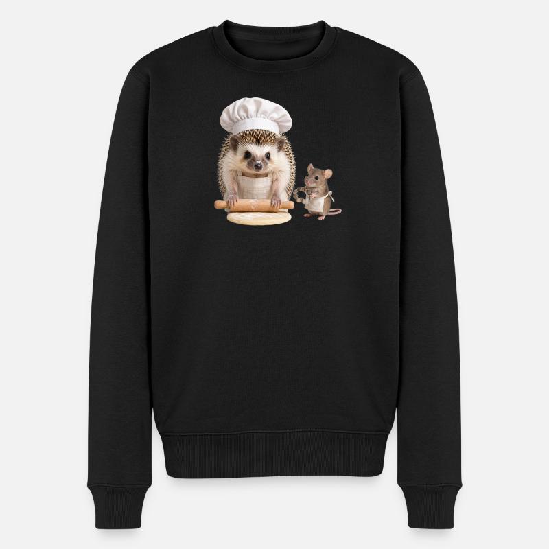 Igelbäcker mit Maushelfer - Männer Premium Bio Pullover - Schwarz