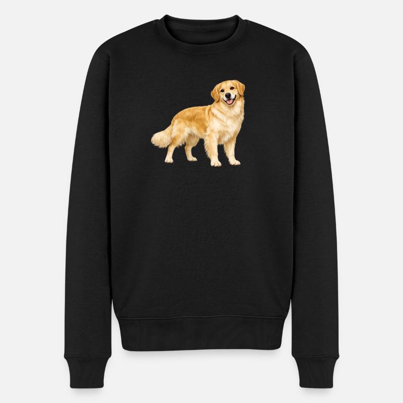 Golden Retriever lächelt - Männer Premium Bio Pullover - Schwarz