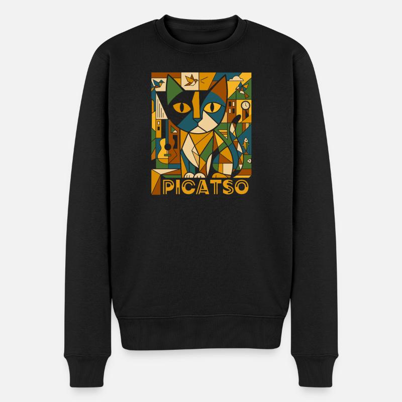 PiCATso – Artiste cubiste du chat - Pull Premium bio Homme - noir