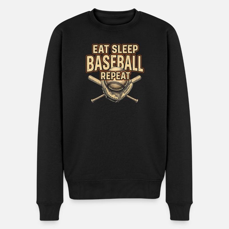 Eat Sleep Baseball Repeat - Männer Premium Bio Pullover - Schwarz