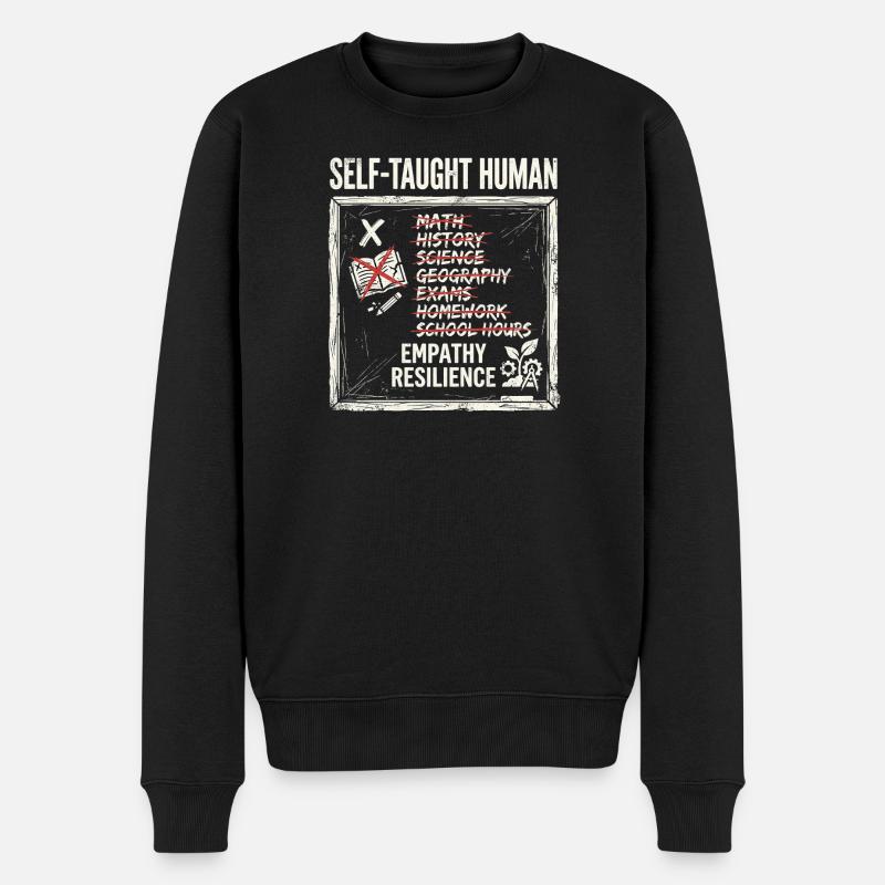 Self Taught Human - Männer Premium Bio Pullover - Schwarz