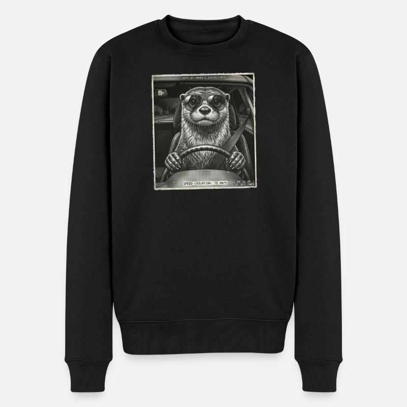 Otter Geblitzt - Männer Premium Bio Pullover - Schwarz
