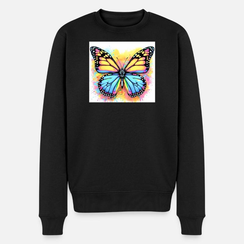 Schmetterling - Männer Premium Bio Pullover - Schwarz