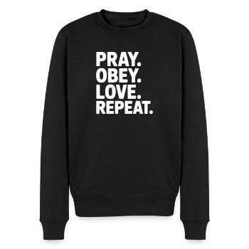 Prie. Obéis. Aime. Répète. - Pull Premium bio Homme - noir - Devant - Nico (187cm)