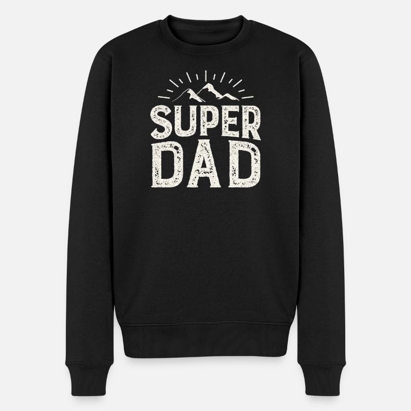Super Dad Mountain Abenteuer - Männer Premium Bio Pullover - Schwarz