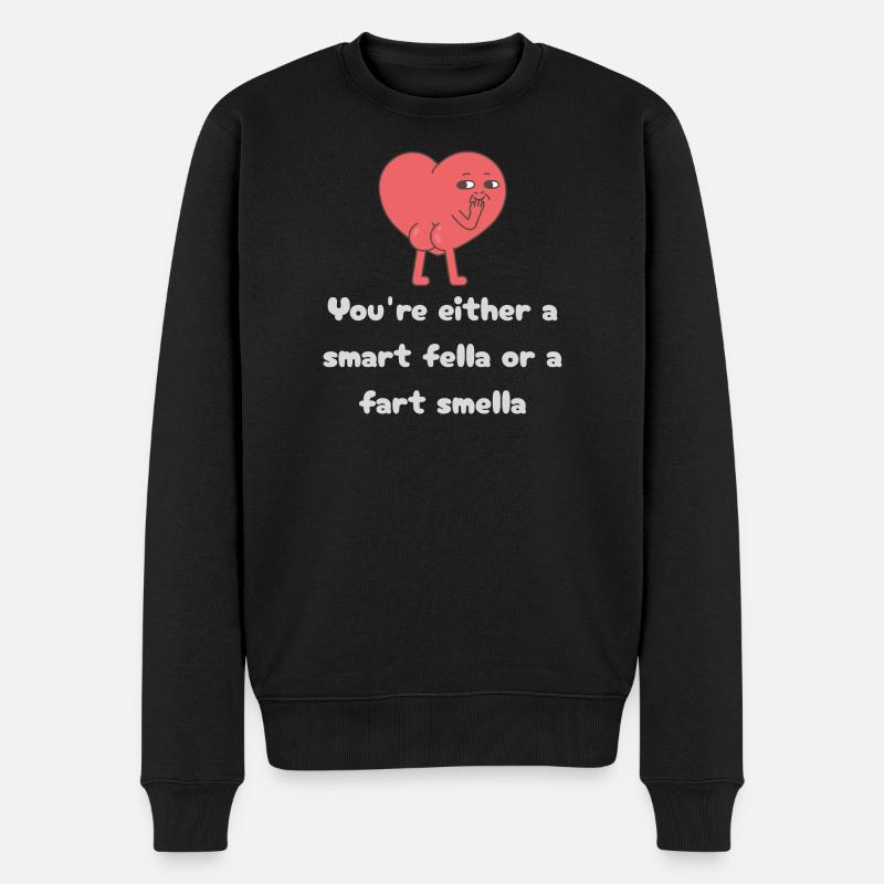Schlauer Kerl oder Furz-Smella-Herz - Männer Premium Bio Pullover - Schwarz