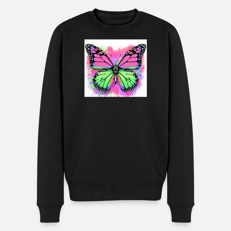 Schmetterling - Männer Premium Bio Pullover - Schwarz