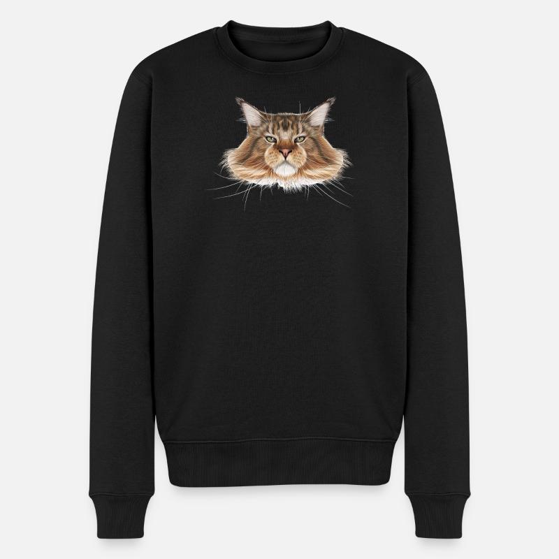Chat Maine Coon - Pull Premium bio Homme - noir